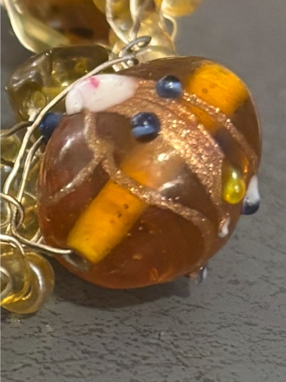 Artisan Handcrafted Vintage Venetian Murano Wedding Cake Bead Bracelet 🌟 8"